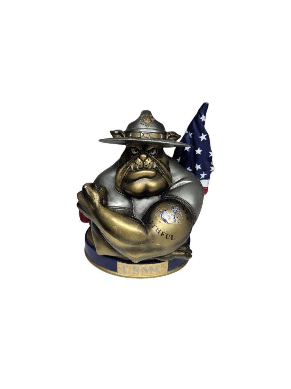 USMC Devil Dog Bradford Exchange Always Faithful w/ Flag 7" 2003 A Breed Apart